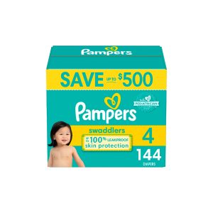 Pañales Pampers, protección de la piel, a prueba de fugas, Talla 4, 144 Unidades